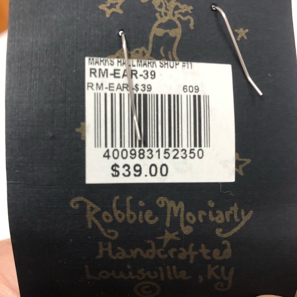 Handmade Halloween Earrings Hallmark Artist Robbie Moriarty Pumpkin RIP Ghost - Picture 3 of 3